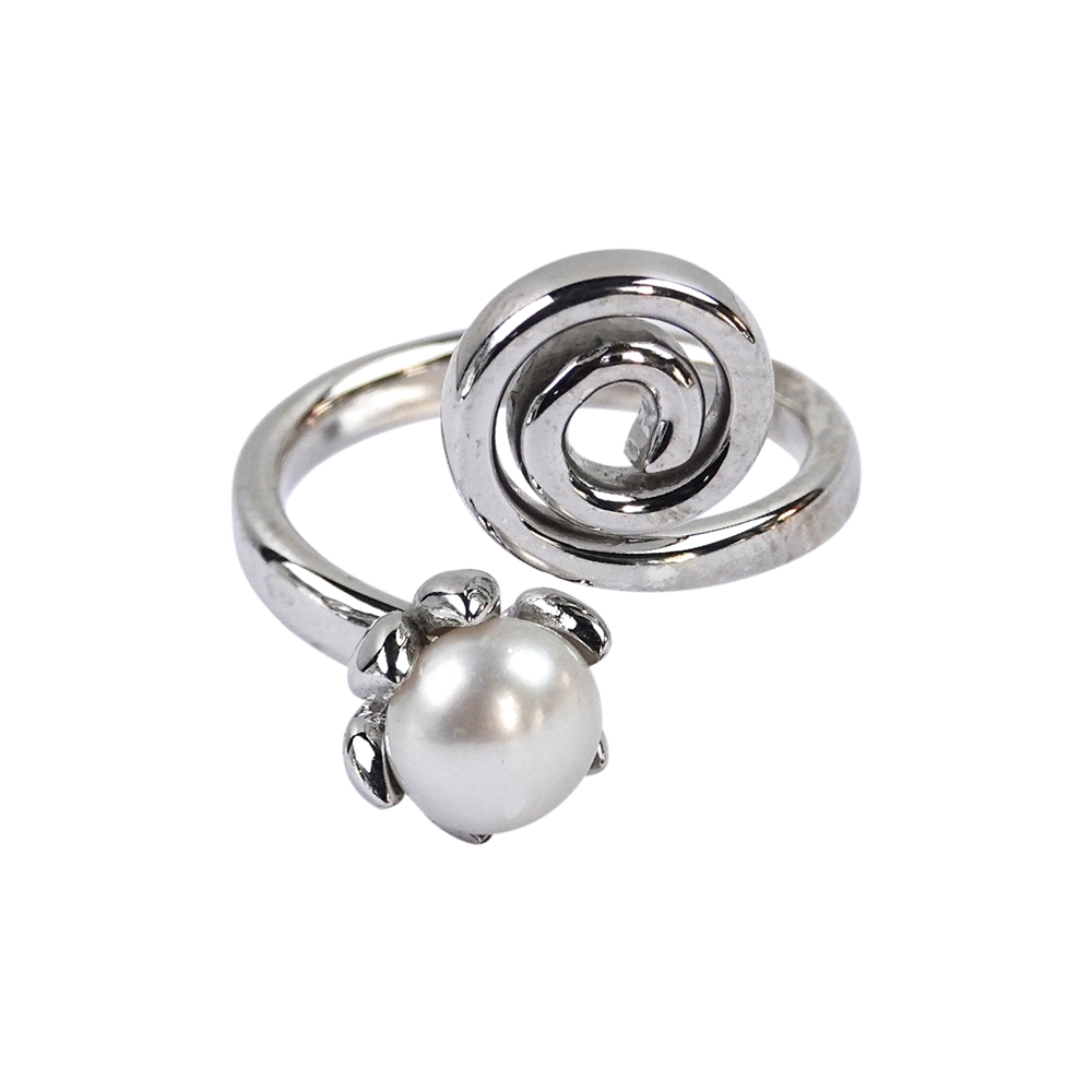 Anello a spirale con perla (7 mm), misura 57