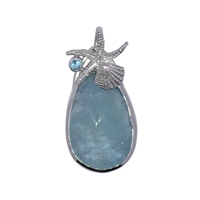 Ring "Sea Life" Aquamarine, topaz, size 55, rhodium plated