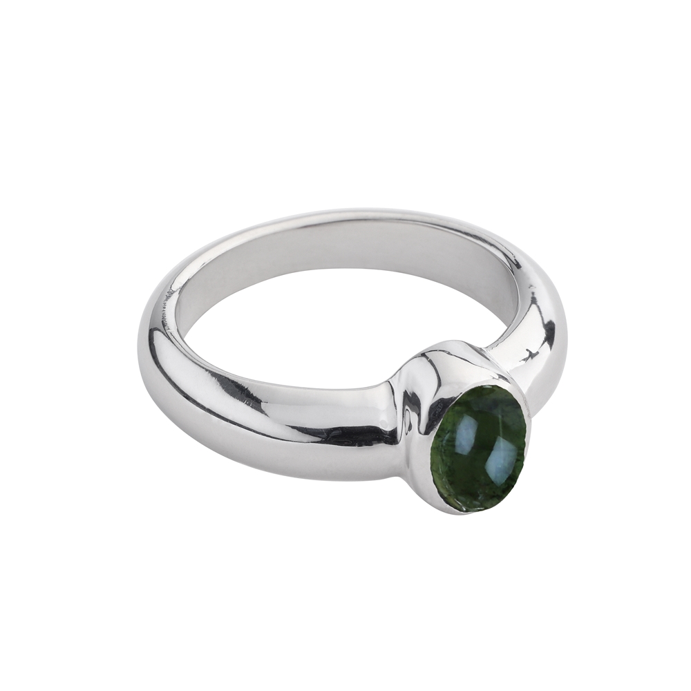 Ring Turmalin (grün), Größe 53, rhodiniert