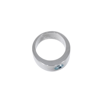 Band ring with topaz (6mm), size 57, rhodium plated