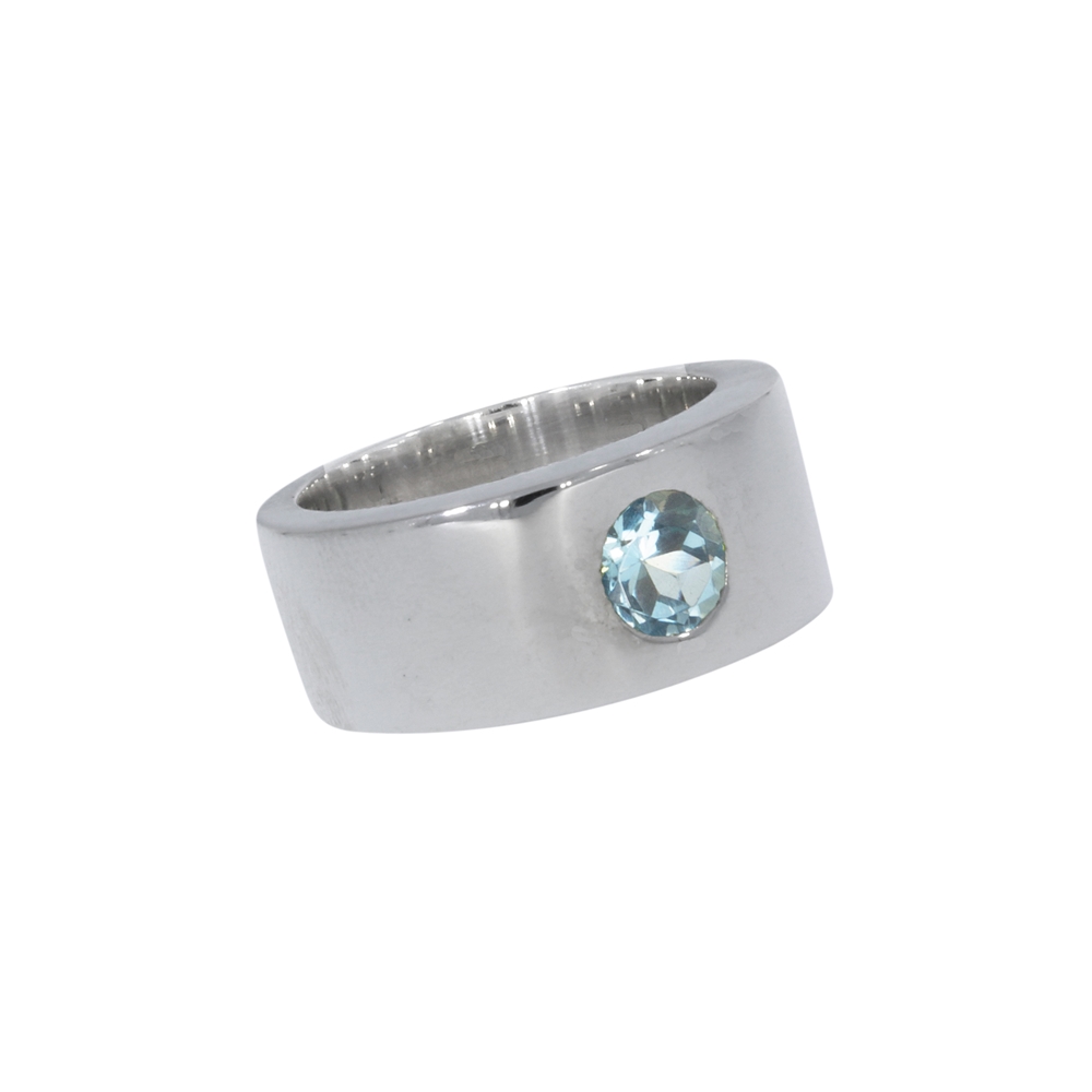 Band ring with topaz (6mm), size 57, rhodium plated
