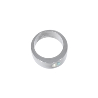 Band ring with labrodorite white (6mm), size 61, rhodium plated