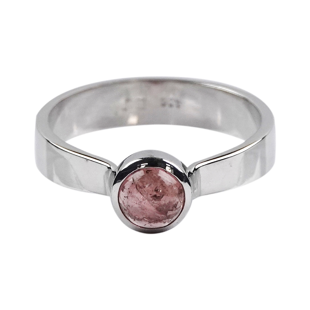 Ring Turmalin rosa (6mm), Größe 57, rhodiniert