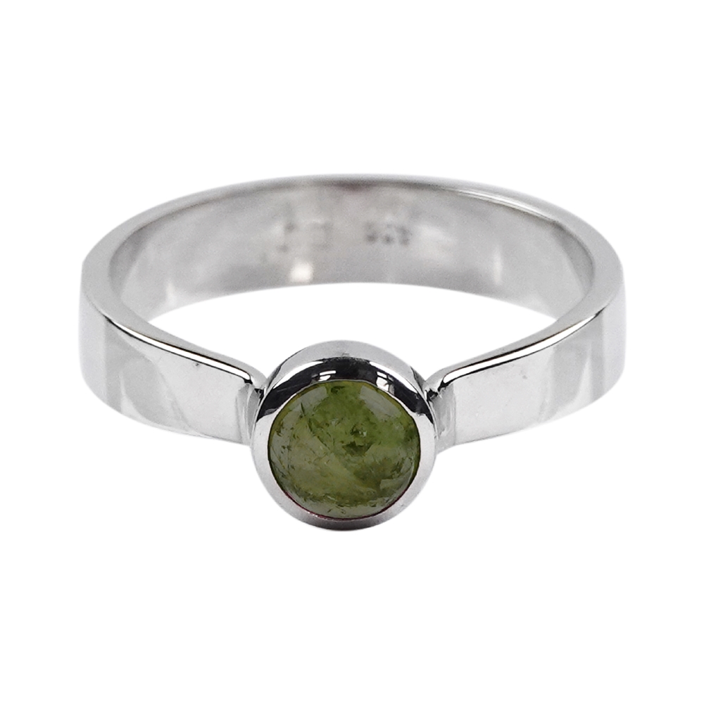 Ring Turmalin grün (6mm), Größe 58, rhodiniert