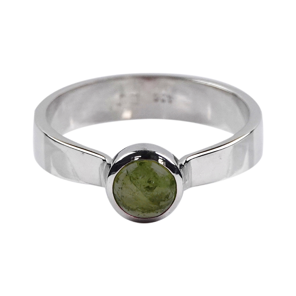 Ring Turmalin grün (6mm), Größe 59, rhodiniert