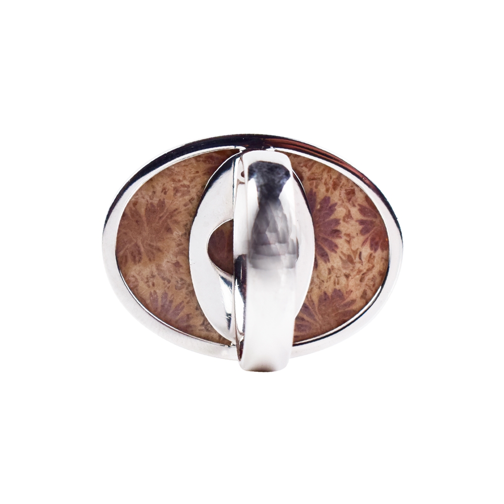 Bague Corail fossilisé ovale (29 x 21mm), taille 63