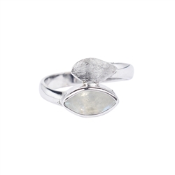 243018210055 Ring Labrodorite (white) Marquise (10 x 5mm) faceted, size 54, rhodium plated | Marco Schreier