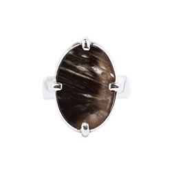 243018210219 Bague Agate de prairie (fossile végétal) ovale (20 x 15mm), taille 54, rhodiée | Marco Schreier