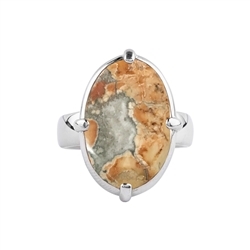 243018210281 Maligano jasper ring, oval (19 x 14mm), size 57, rhodium-plated | Marco Schreier