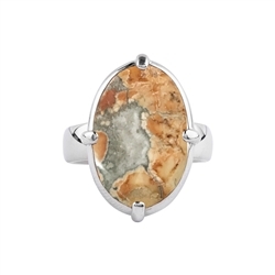 243018210283 Maligano jasper ring, oval (19 x 14mm), size 63, rhodium-plated | Marco Schreier