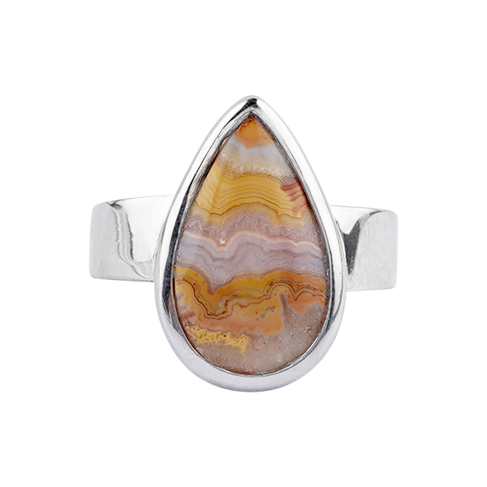Lace Agate ring, drop (18 x 11mm), size 63