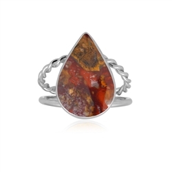 243018240006 Jasper ring (red scale jasper), drop (20 x 14mm), size 54 (17), platinum plated | Marco Schreier