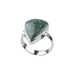 243018240014 Bague Calcédoine (verte), goutte (20 x 14mm), rhodiée, taille 54 (17)  | Marco Schreier