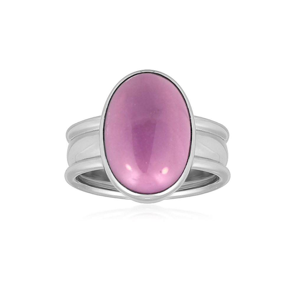 243018240118 Bague phosphosidérite, ovale (14 x 10mm), rhodiée, taille 54 (17)