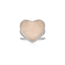243018240178 Agate (druzy agate) ring, heart (17 x 18mm), size 60 (19), rhodiniert | Marco Schreier