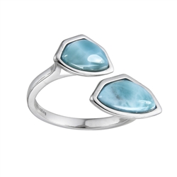 243018250126 Anello a forma libera di Larimar (11 x 6, 9 x 6 mm), rodiato, misura 51 (16)  | Marco Schreier