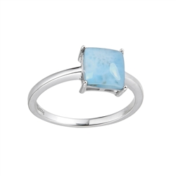 243018250144 Anillo de Larimar, cuadrado (8,7 mm), rodinado, talla 51 (16) | Marco Schreier