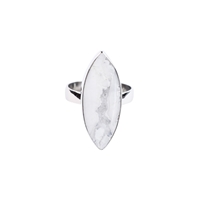 Ring Druzy Agate (white) Marquise, size 60, platinum plated