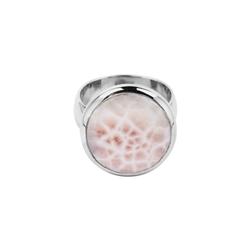 243023220139 Bague Natrolite, ronde (15mm), taille 51, platinée | Marco Schreier