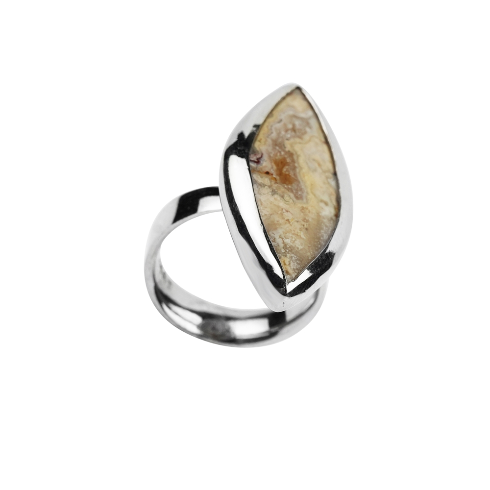 Ring Lace Agate Marquise, size 54 (17), platinum plated
