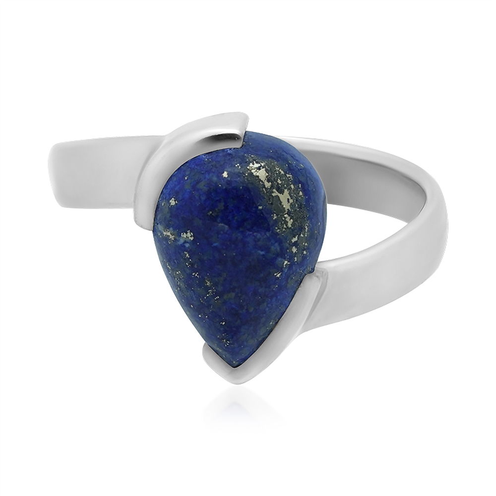 Ring Lapis Lazuli drop (10x14 mm), platinum plated, size 57 (18)