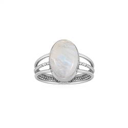 243023230209 Labrodorite (white) ring, oval (14 x 10mm), size 57 (18), platinum-plated | Marco Schreier