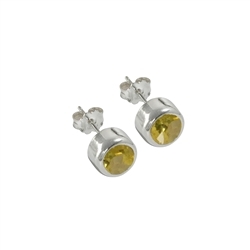 244005100003 Earstud Citrine (gebr.) round, faceted, 4mm | wholesaler gems & healing stones