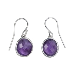 244005130052 Earring amethyst faceted, 3,0cm | wholesaler gems, healing stones & jewelry