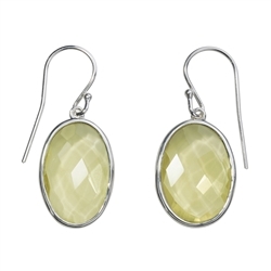 244005130054 Earrings lime quartz faceted, 3,0cm | wholesaler gems, healing stones & jewelry