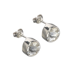 244005130068 Earstud Topaz white (8mm) round, faceted | wholesaler gems & healing stones