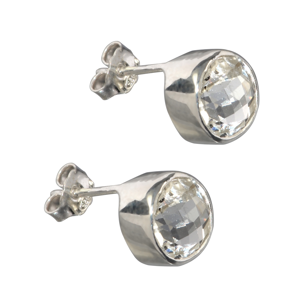 Earstud Topaz white (8mm) round, faceted