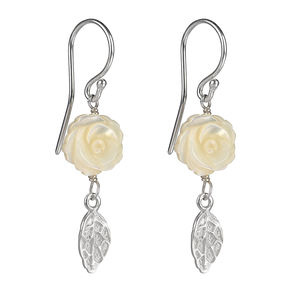 Mother of Pearl rose earrings, 4,0cm