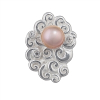 Ohrstecker Perle (rose) mit Wirbeln, 1,5cm