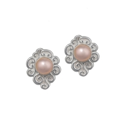 244005150049 Earstud pearl (rose) with swirls, 1,5cm | wholesaler gems & healing stones