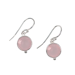 244005180035 Earrings Rose Quartz round, faceted, 2.7cm | wholesaler gems & healing stones