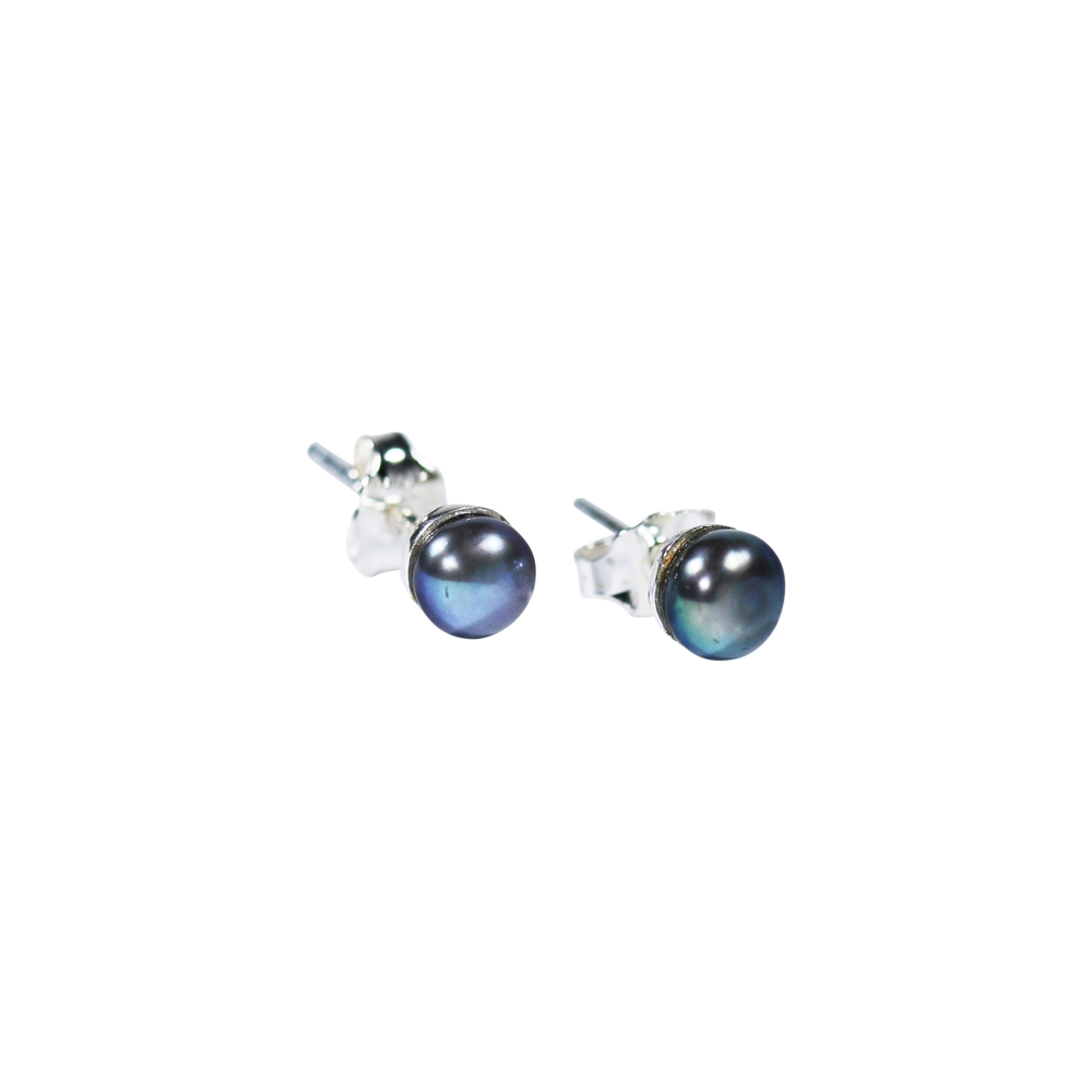 Earstud pearl gray round (5mm)