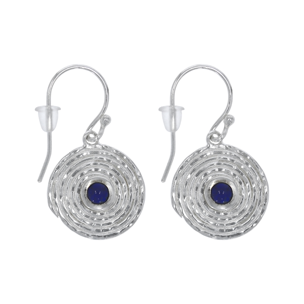 Boucles d'oreilles avec crochets en Lapis-lazuli, cercle et spirale, 2,8cm