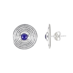 244005190089 Earstud Lapis Lazuli circle with spiral, 1,5cm | gems, healing stones & jewelry