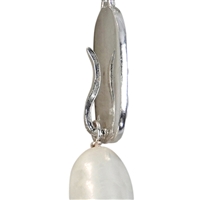 Earrings tendril ornamental pearl white, 5.6cm, partially blackened