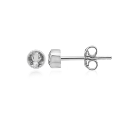 244005210062 Topaz (white) round earstuds (3mm), faceted, 0.4cm | Marco Schreier