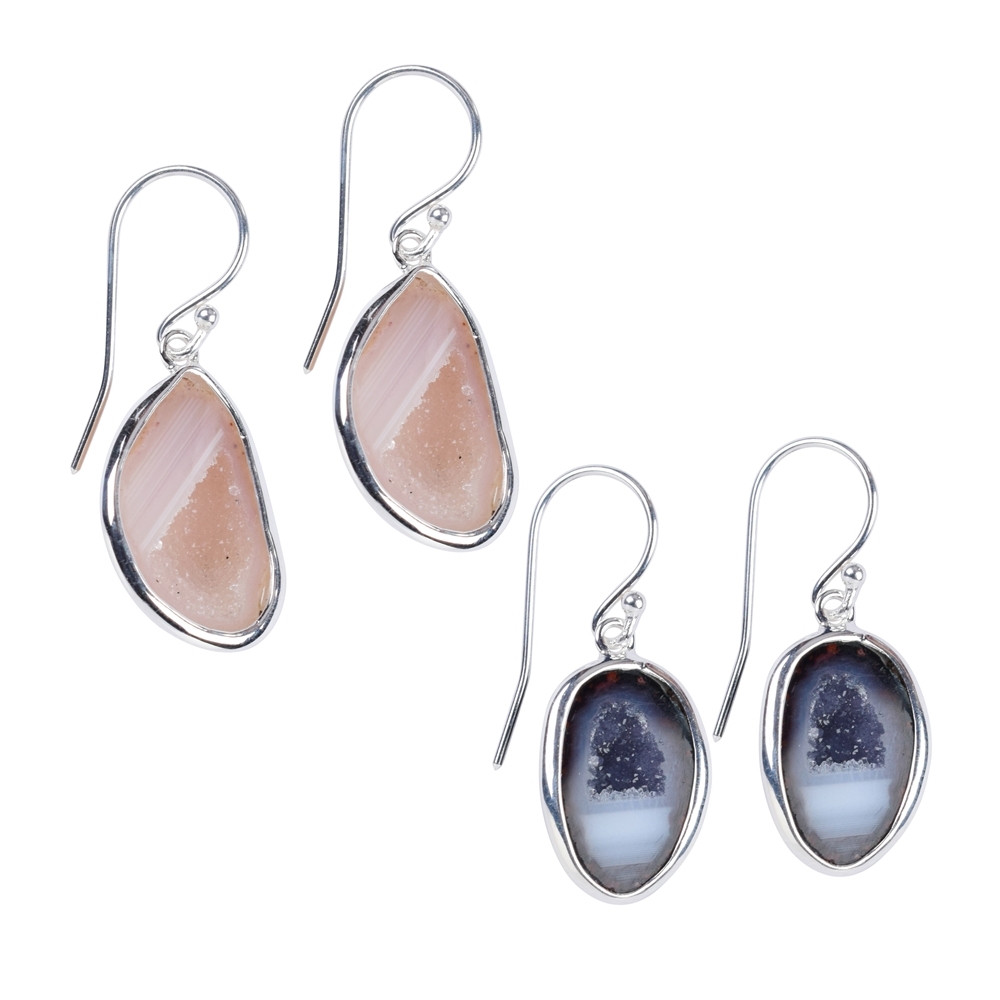 Agate Geode earrings, 3.3 cm (small) | wholesaler gems, healing stones & jewelry