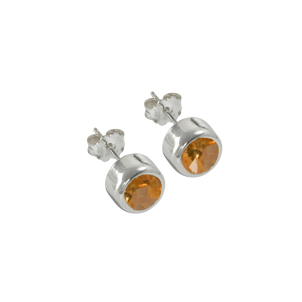 Clous d'oreilles grenat (grenat mandarine) rond (4mm), facetté, 0,5cm