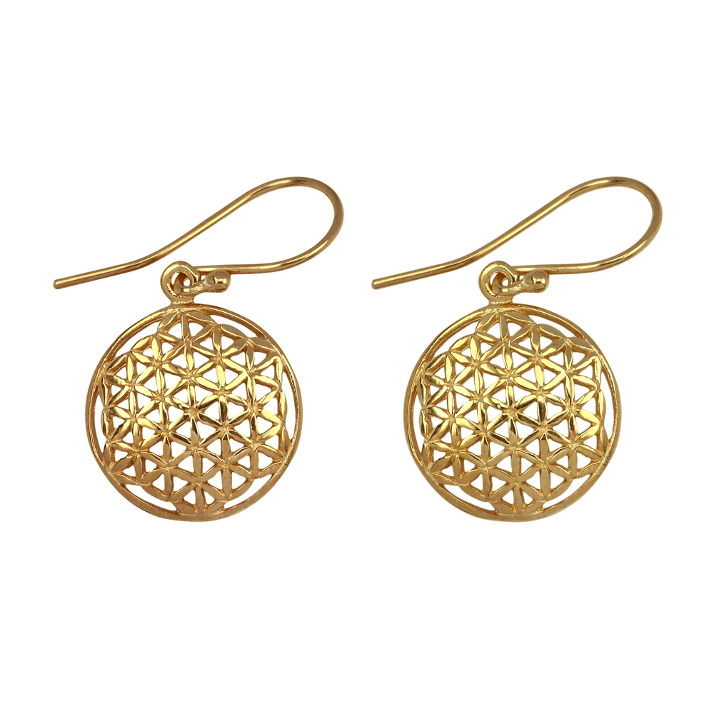 Earrings Flower of Life, silver gold plated