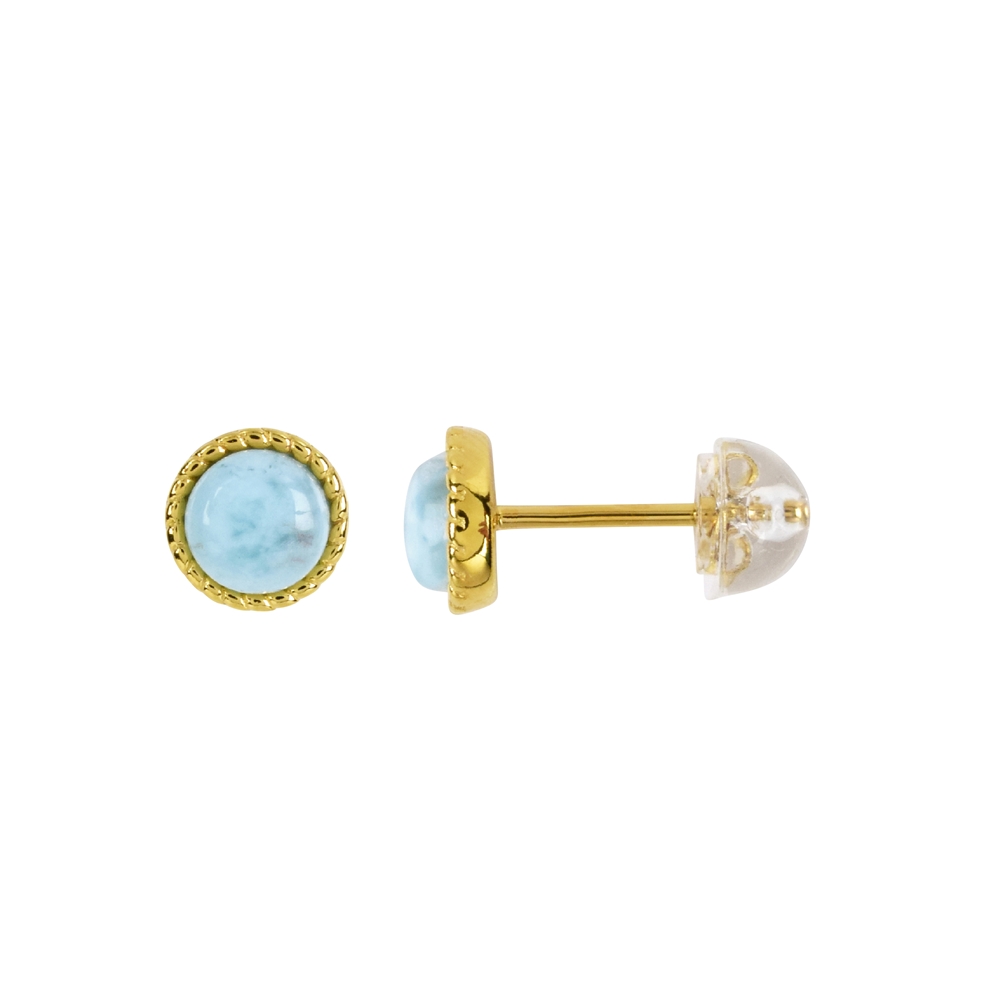 Earstud Larimar round (5mm), 0,7cm, gold plated