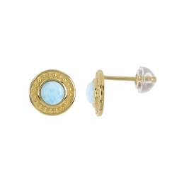 244009210459 Earstud Larimar round (5mm), 1,0cm, gold plated | gems, healing stones & jewelry