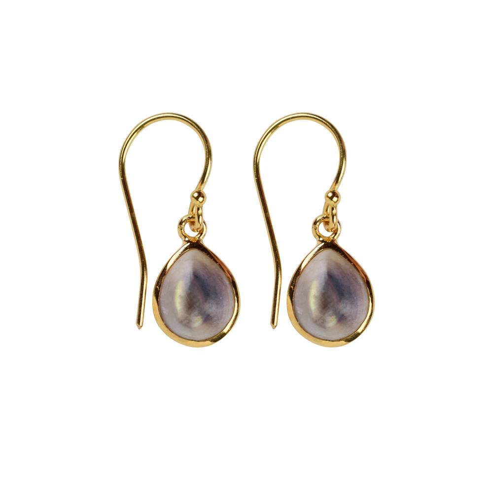 Earrings Mother of Pearl (dark) drop, 2,0cm, gold plated