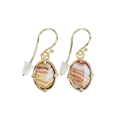 244009220003 Earrings Lace Agate oval (12 x 8mm), 3,6cm, gold plated | Marco Schreier