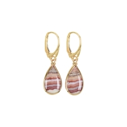 244009220005 Boucles d'oreilles Agate (rouge) goutte (18 x 10mm), 4,3cm, doré | Marco Schreier