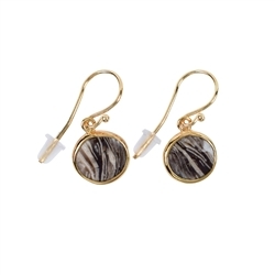 244009220011 Earrings prairie agate (plant fossil) round, 3.2cm, gold plated | Marco Schreier