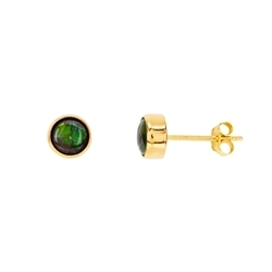 244009220020 Ammolite round Earstud (6mm) green, 0.7cm, gold-plated | Marco Schreier